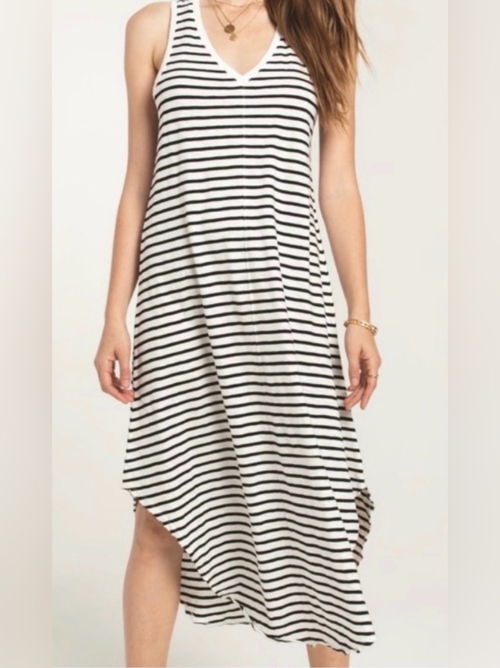 Z Supply Black and White Striped Midi Dress